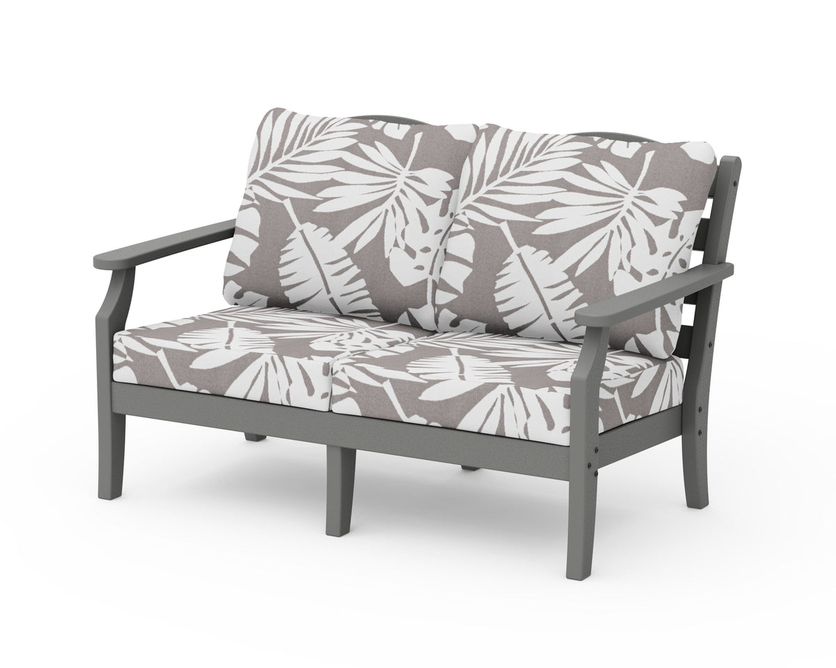 POLYWOOD Savannah Deep Seating Loveseat in Slate Grey / Leaf Grey Mist