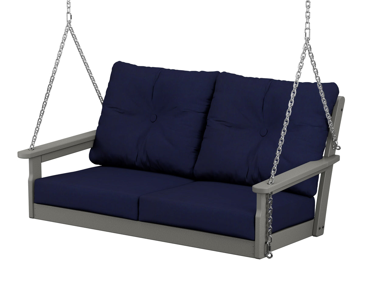 POLYWOOD Vineyard Deep Seating Swing in Slate Grey / Navy