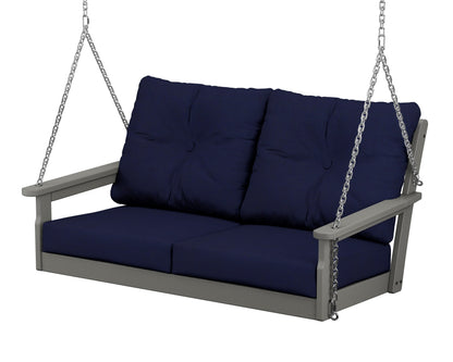POLYWOOD Vineyard Deep Seating Swing in Slate Grey / Navy