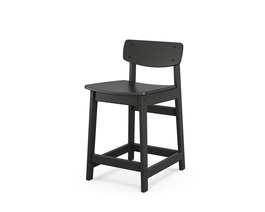POLYWOOD Modern Studio Urban Lowback Counter Chair in Black