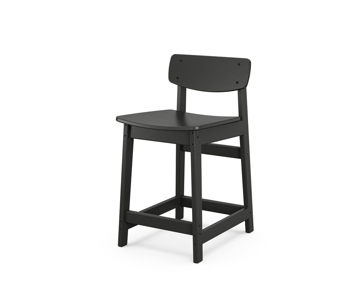 POLYWOOD Modern Studio Urban Lowback Counter Chair in Black