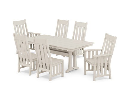POLYWOOD Acadia 7-Piece Farmhouse Dining Set with Trestle Legs in Sand
