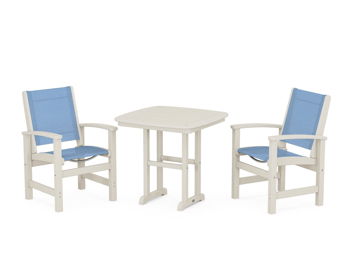POLYWOOD Coastal 3-Piece Dining Set in Sand / Poolside