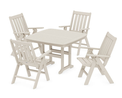 POLYWOOD Vineyard Folding Chair 5-Piece Dining Set - 44" Table in Sand