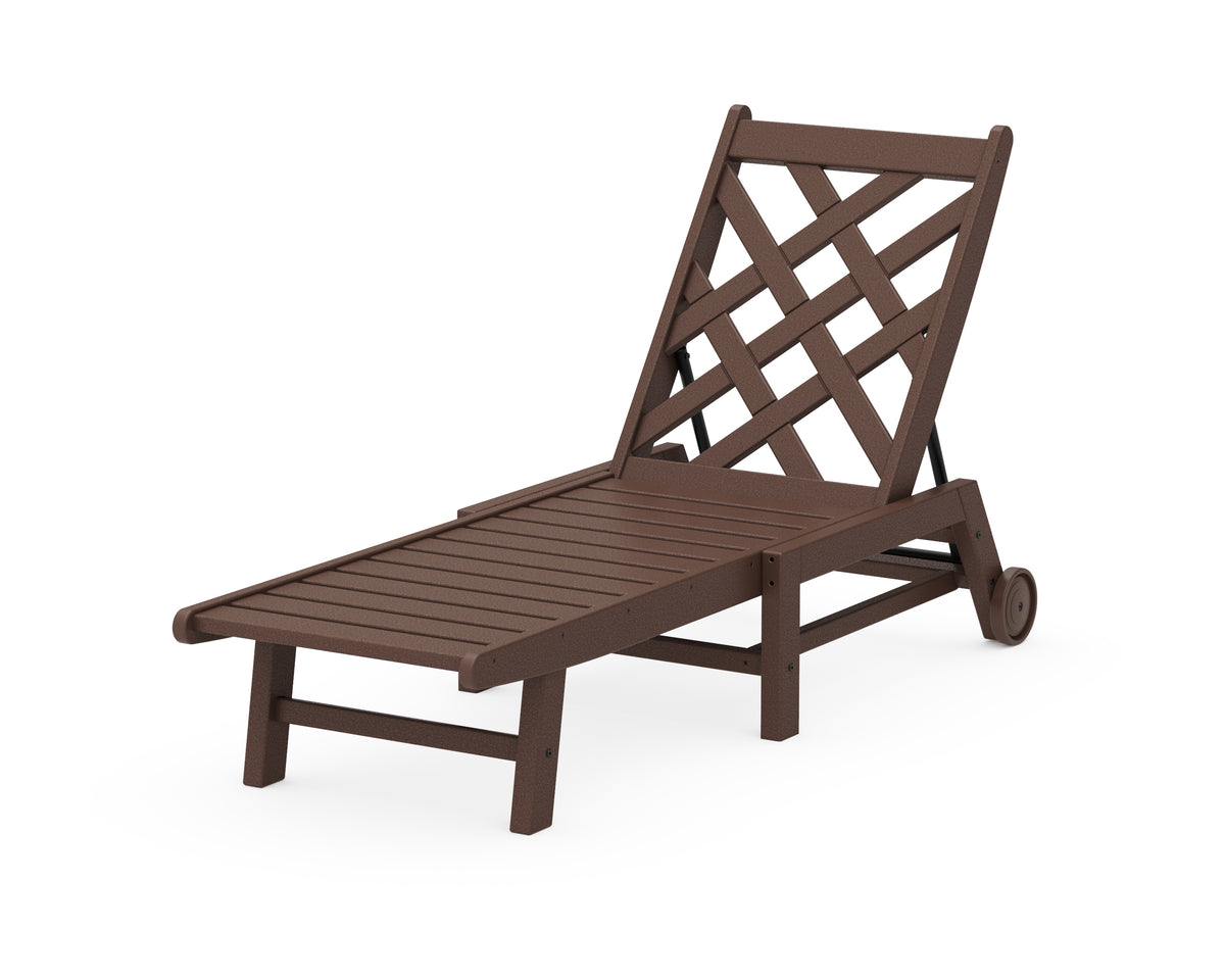 POLYWOOD Wovendale Chaise with Wheels in Mahogany