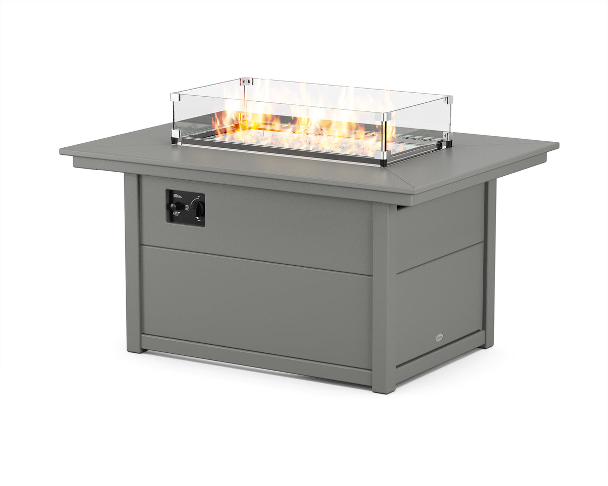 POLYWOOD Rectangle 34"x46" Fire Pit Table in Slate Grey