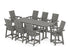 POLYWOOD Modern Curveback Adirondack 9-Piece Farmhouse Counter Set with Trestle Legs in Slate Grey