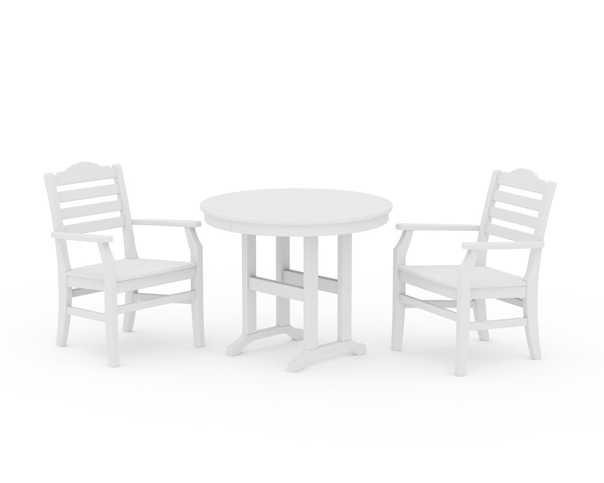 POLYWOOD Savannah 3-Piece Farmhouse Dining Set in White