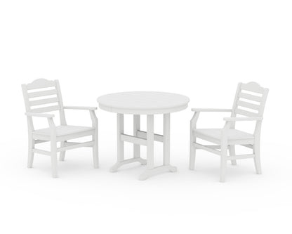 POLYWOOD Savannah 3-Piece Farmhouse Dining Set in White
