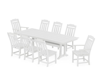 POLYWOOD Cottage 9-Piece Farmhouse Dining Set with Trestle Legs in White