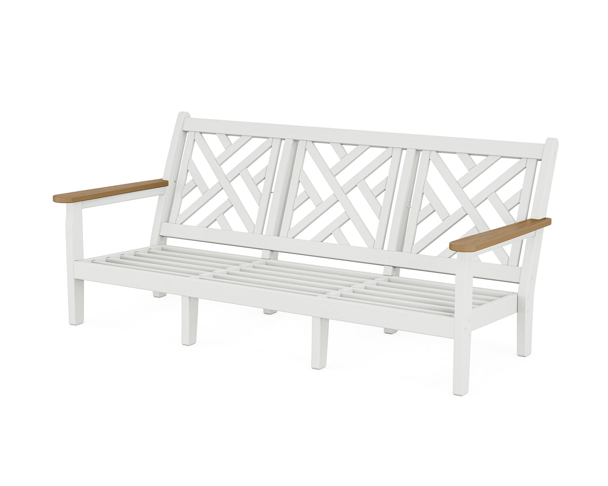 POLYWOOD Chippendale Deep Seating Sofa Frame in White / Natural