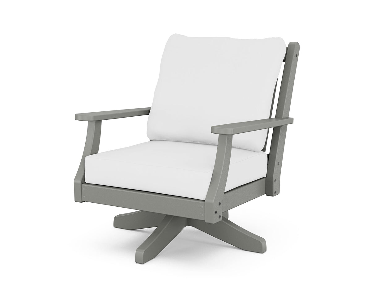 POLYWOOD Wovendale Deep Seating Swivel Chair in Slate Grey / Natural