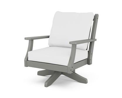 POLYWOOD Wovendale Deep Seating Swivel Chair in Slate Grey / Natural