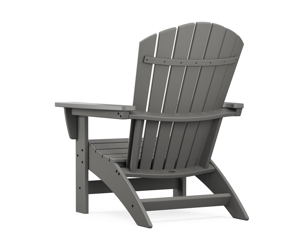 Angled view of the POLYWOOD Nautical Grand Adirondack Chair in Slate Grey