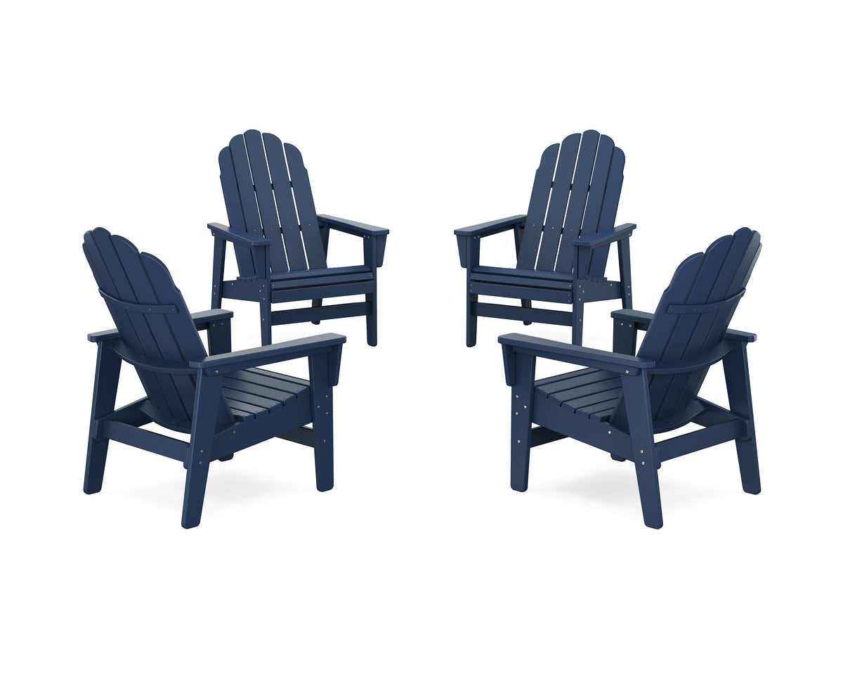 POLYWOOD 4-Piece Vineyard Grand Upright Adirondack Chair Conversation Set in Navy