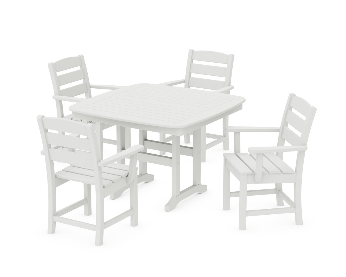 POLYWOOD Lakeside 5-Piece Dining Set with Trestle Legs - 44" Table in Vintage White