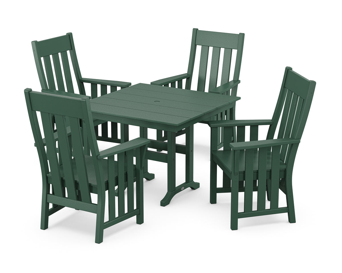 POLYWOOD Acadia 5-Piece Farmhouse Dining Set in Green