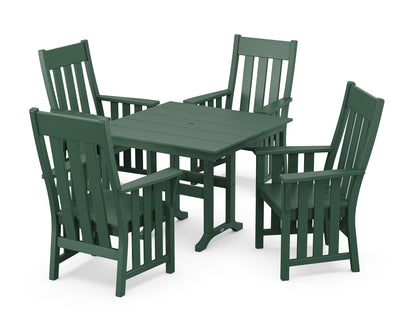 POLYWOOD Acadia 5-Piece Farmhouse Dining Set in Green