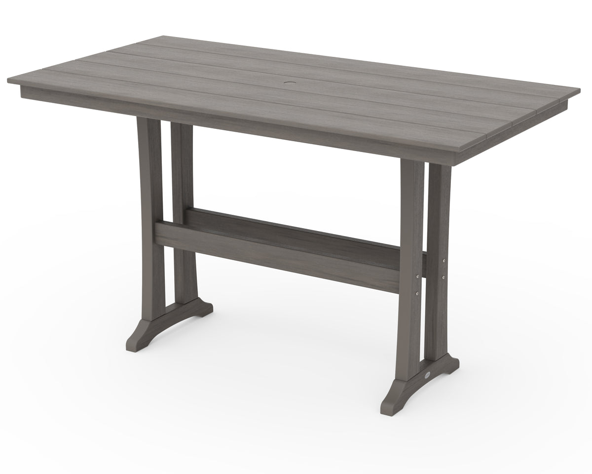 POLYWOOD Farmhouse Trestle 37" x 72" Bar Table in Driftwood