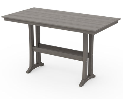 POLYWOOD Farmhouse Trestle 37" x 72" Bar Table in Driftwood