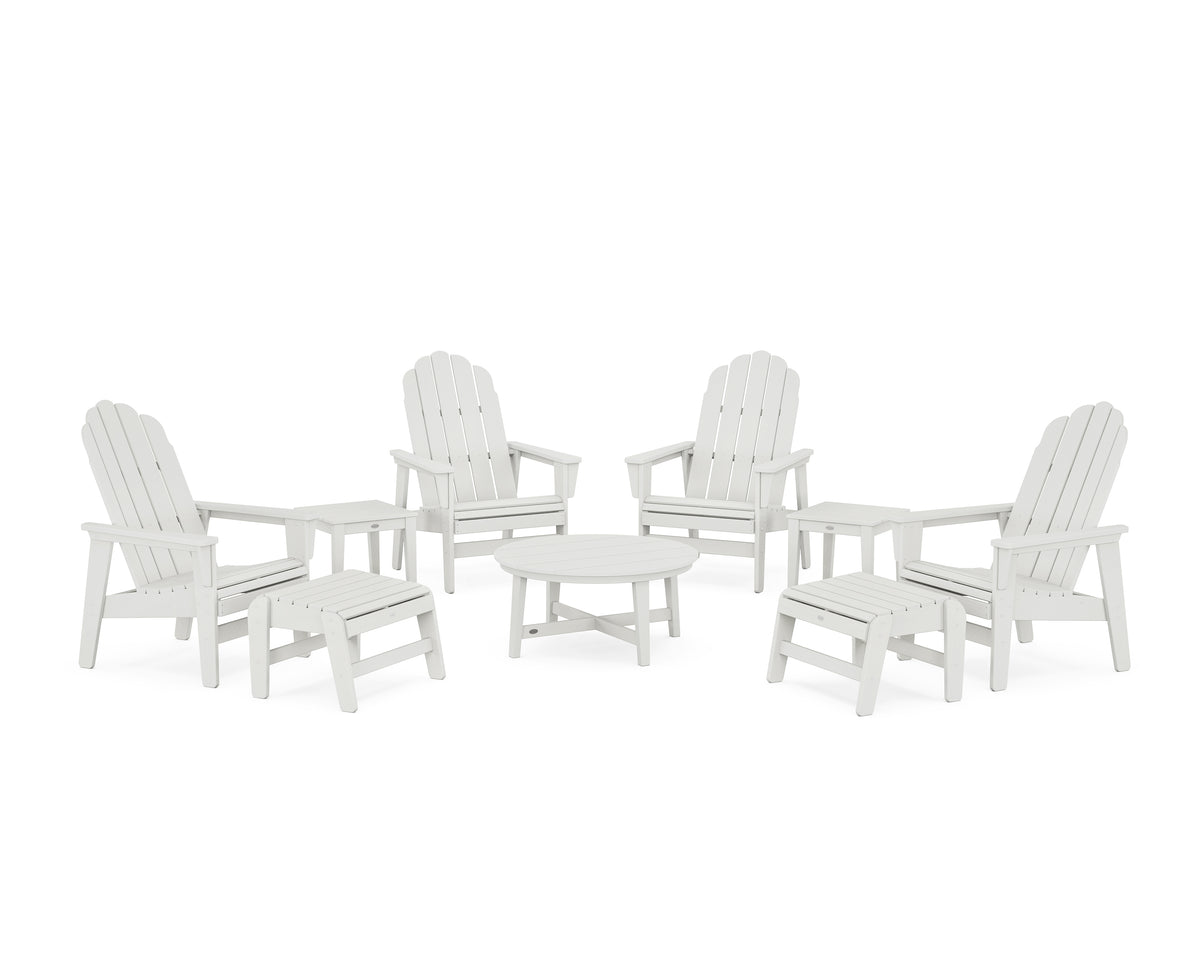 POLYWOOD Vineyard Grand Upright Adirondack 9-Piece Conversation Set in Vintage White