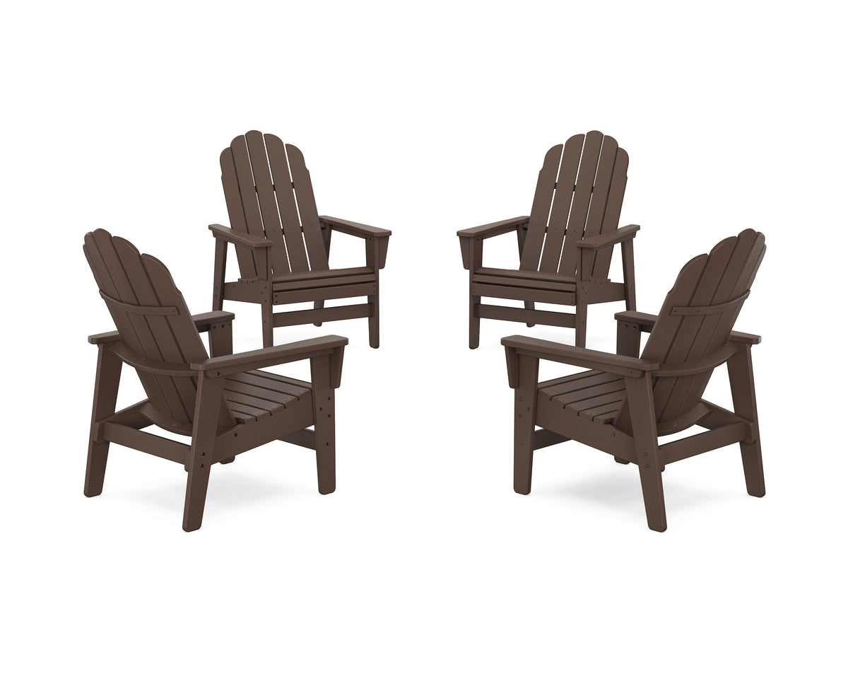 POLYWOOD 4-Piece Vineyard Grand Upright Adirondack Chair Conversation Set in Mahogany