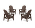 POLYWOOD 4-Piece Vineyard Grand Upright Adirondack Chair Conversation Set in Mahogany