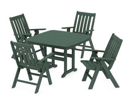 POLYWOOD Vineyard Folding Chair 5-Piece Dining Set - 44" Table in Green