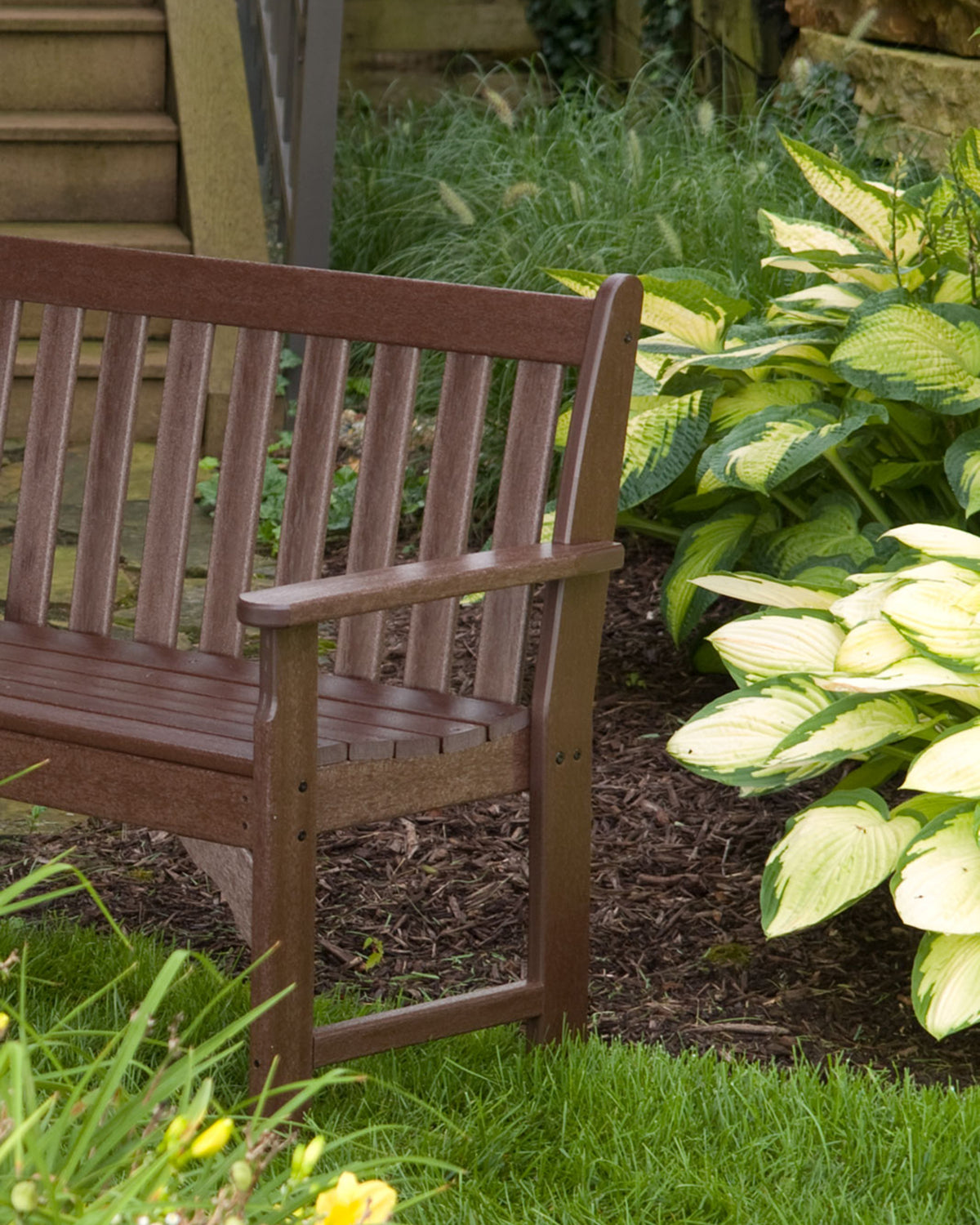 Detail photo of the POLYWOOD Vineyard 60" Bench in Mahogany