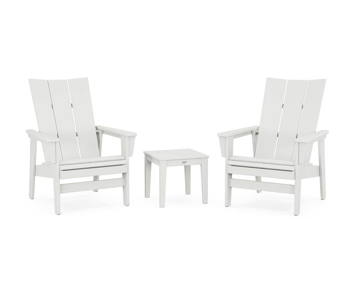 POLYWOOD 3-Piece Modern Grand Upright Adirondack Set in Vintage White