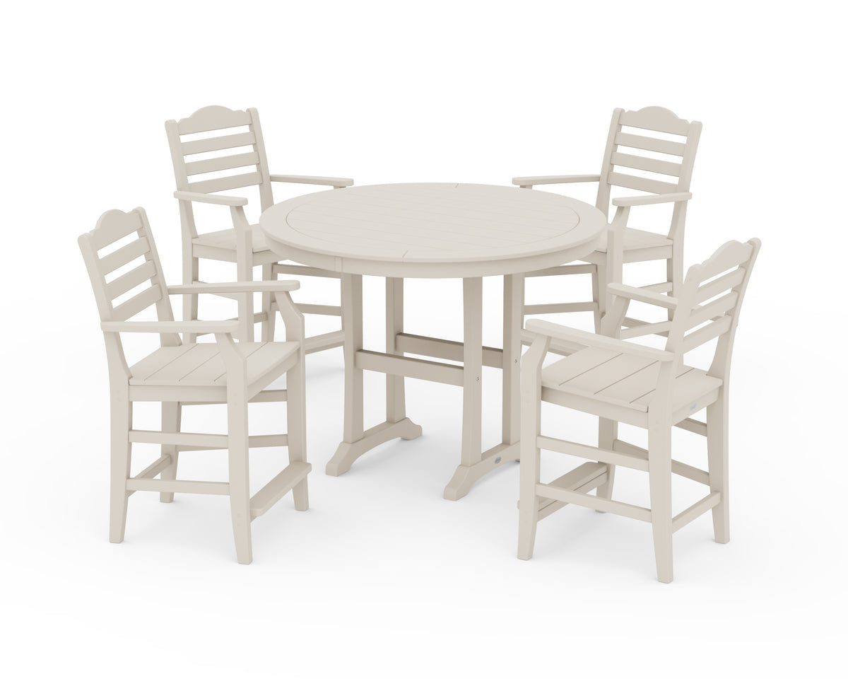 POLYWOOD Savannah 5-Piece Round Counter Set in Sand