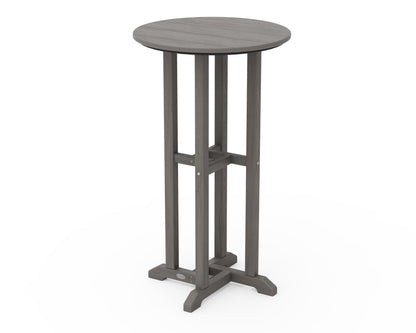POLYWOOD 24" Round Farmhouse Bar Bistro Table in Driftwood