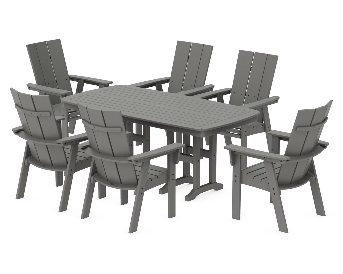 POLYWOOD Modern Curveback Adirondack 7-Piece Dining Set in Slate Grey