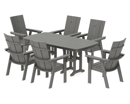 POLYWOOD Modern Curveback Adirondack 7-Piece Dining Set in Slate Grey