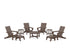 POLYWOOD Modern Studio Folding Adirondack 9-Piece Conversation Set in Mahogany