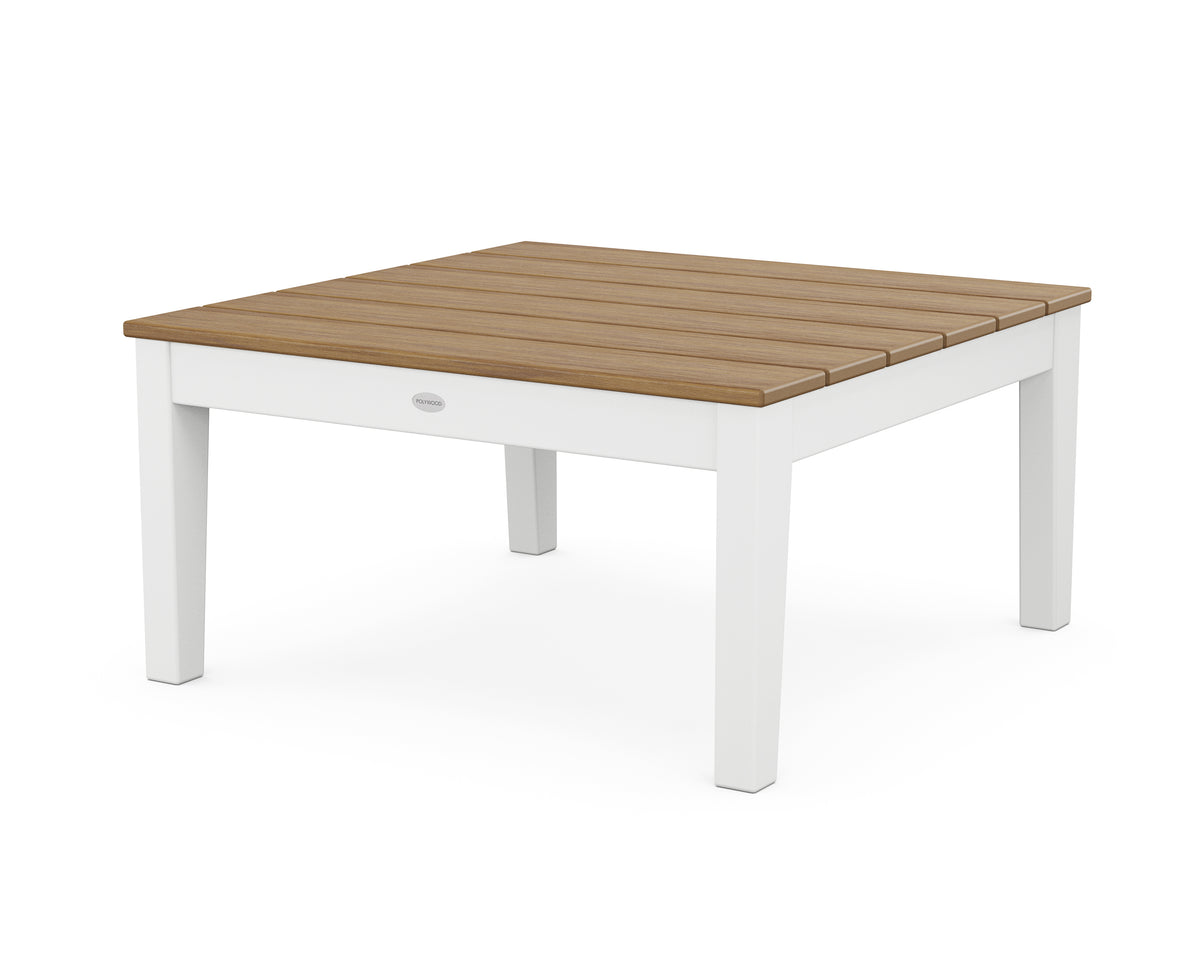 POLYWOOD Newport 36" Conversation Table in White / Natural