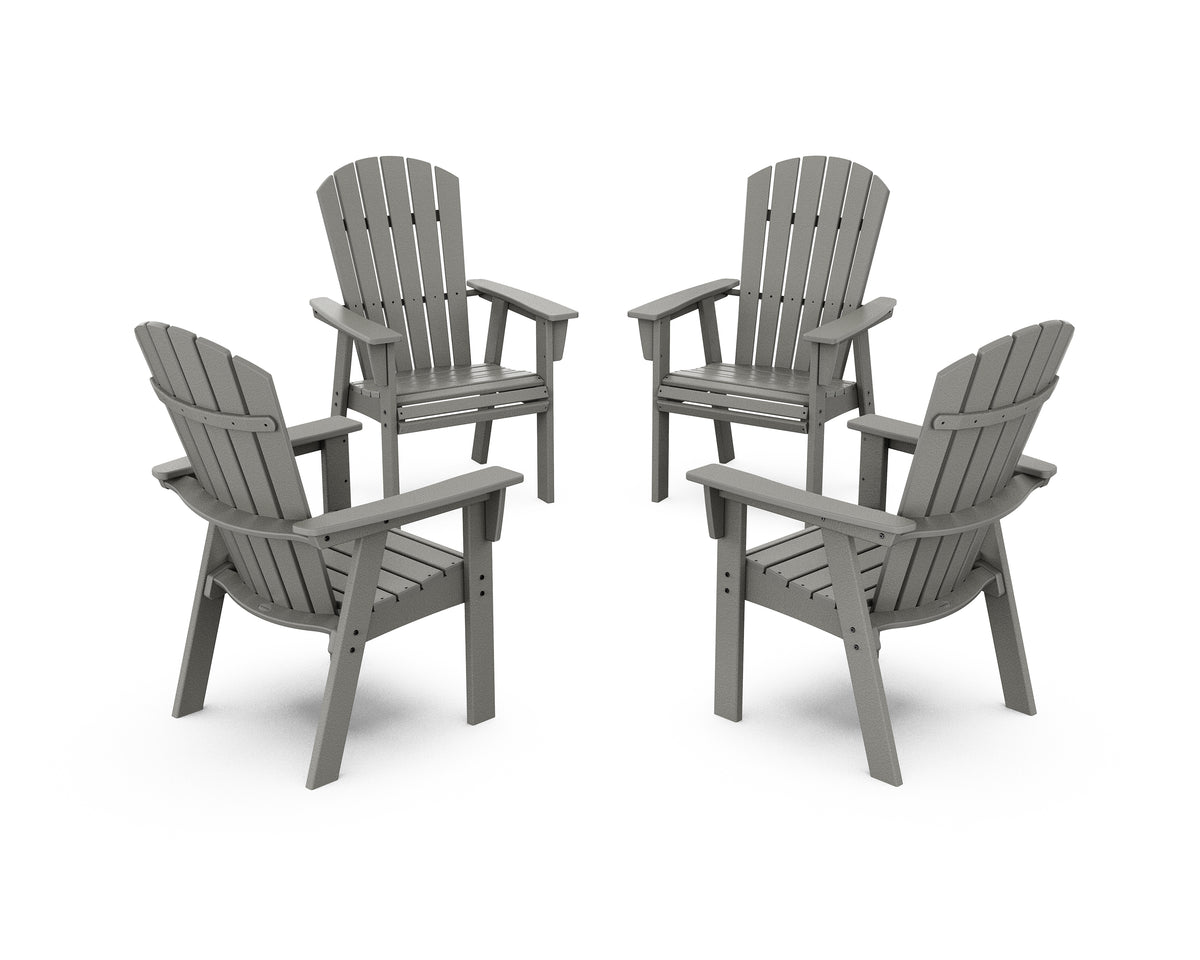 POLYWOOD Nautical 4-Piece Curveback Upright Adirondack Conversation Set in Slate Grey