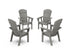 POLYWOOD Nautical 4-Piece Curveback Upright Adirondack Conversation Set in Slate Grey