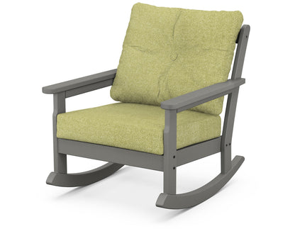 POLYWOOD Vineyard Deep Seating Rocking Chair in Slate Grey / Chartreuse Boucle