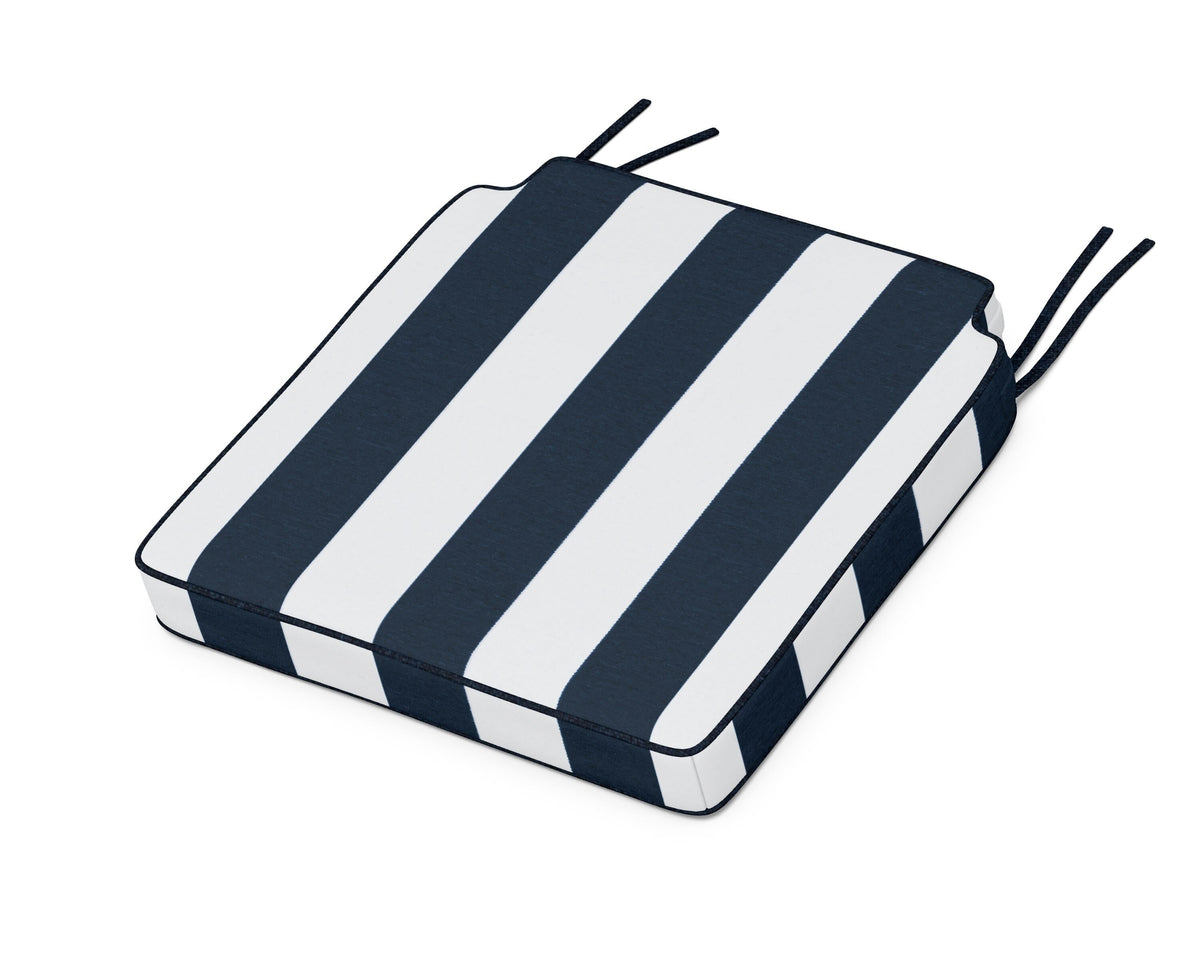POLYWOOD Acadia Dining Side Seat Cushion in Cabana Stripe Marine Indigo
