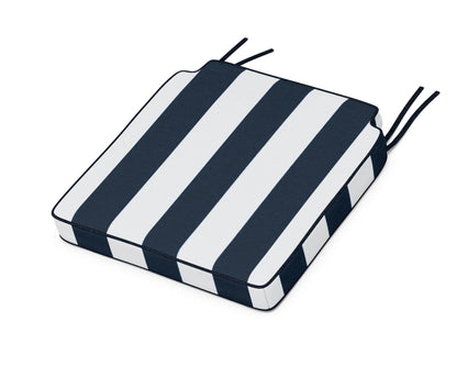 POLYWOOD Acadia Dining Side Seat Cushion in Cabana Stripe Marine Indigo