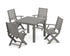 POLYWOOD Signature Folding Chair 5-Piece Parsons Dining Set in Slate Grey