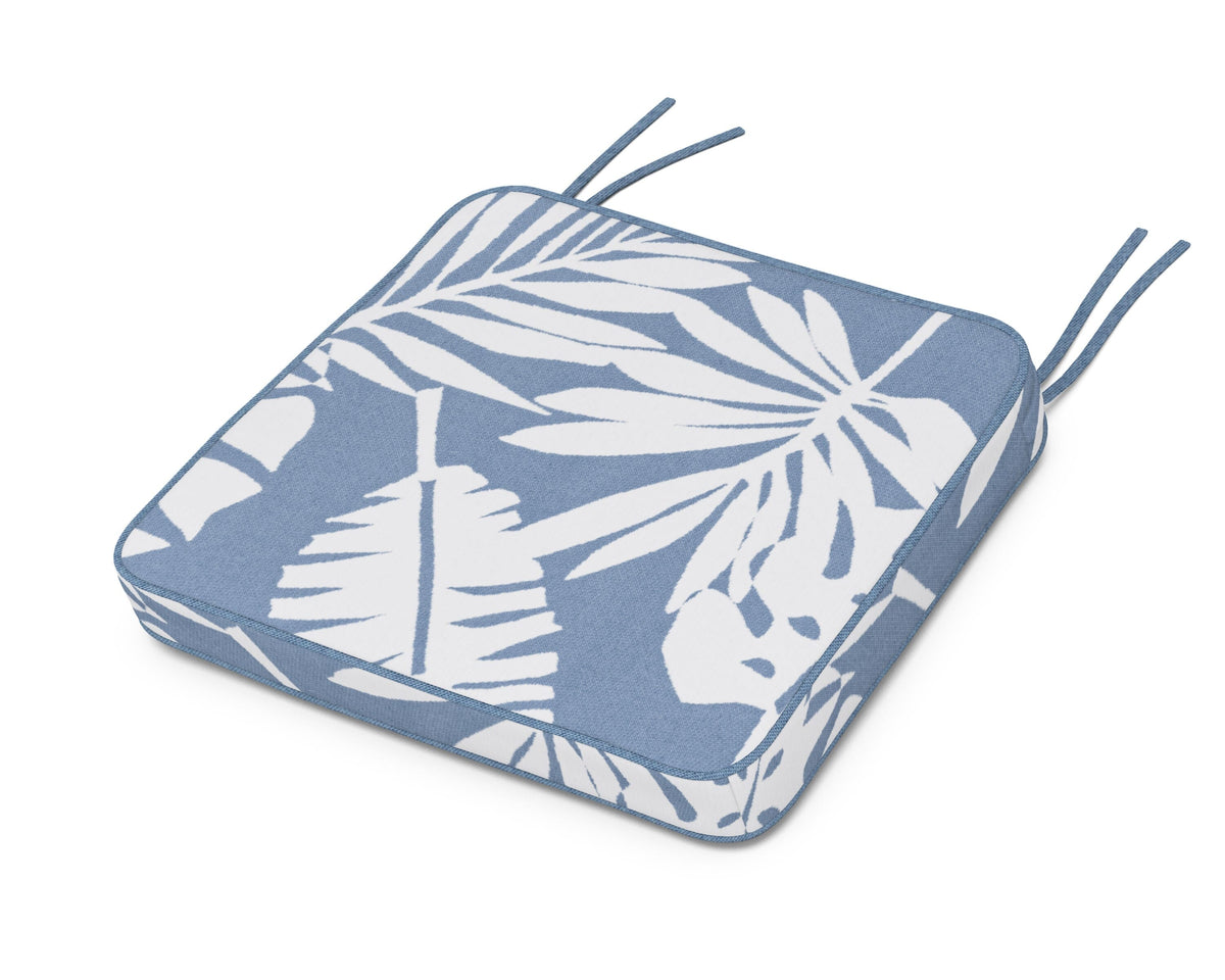 POLYWOOD Chinoiserie Arm Chair Seat Cushion in Leaf Sky Blue
