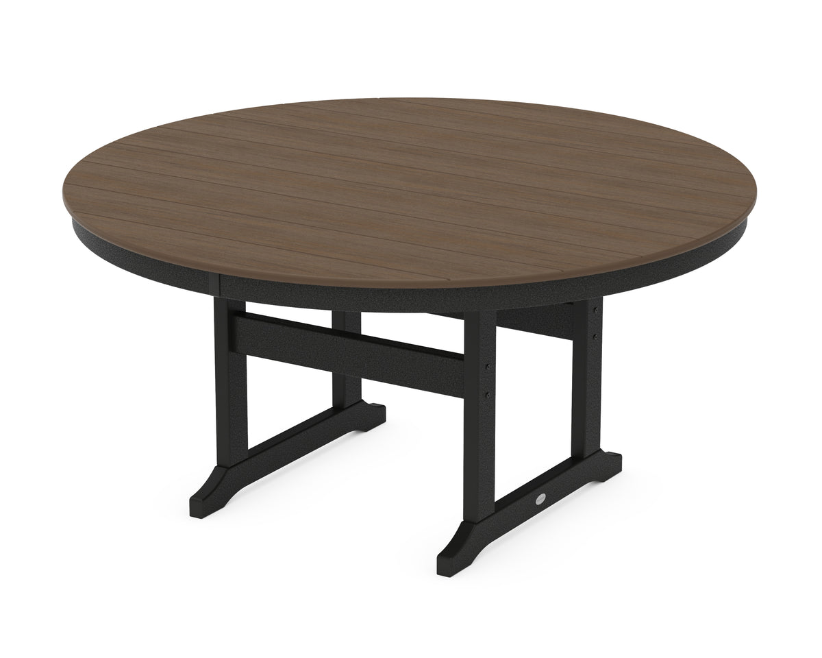 POLYWOOD 60" Round Farmhouse Dining Table in Black / Kona
