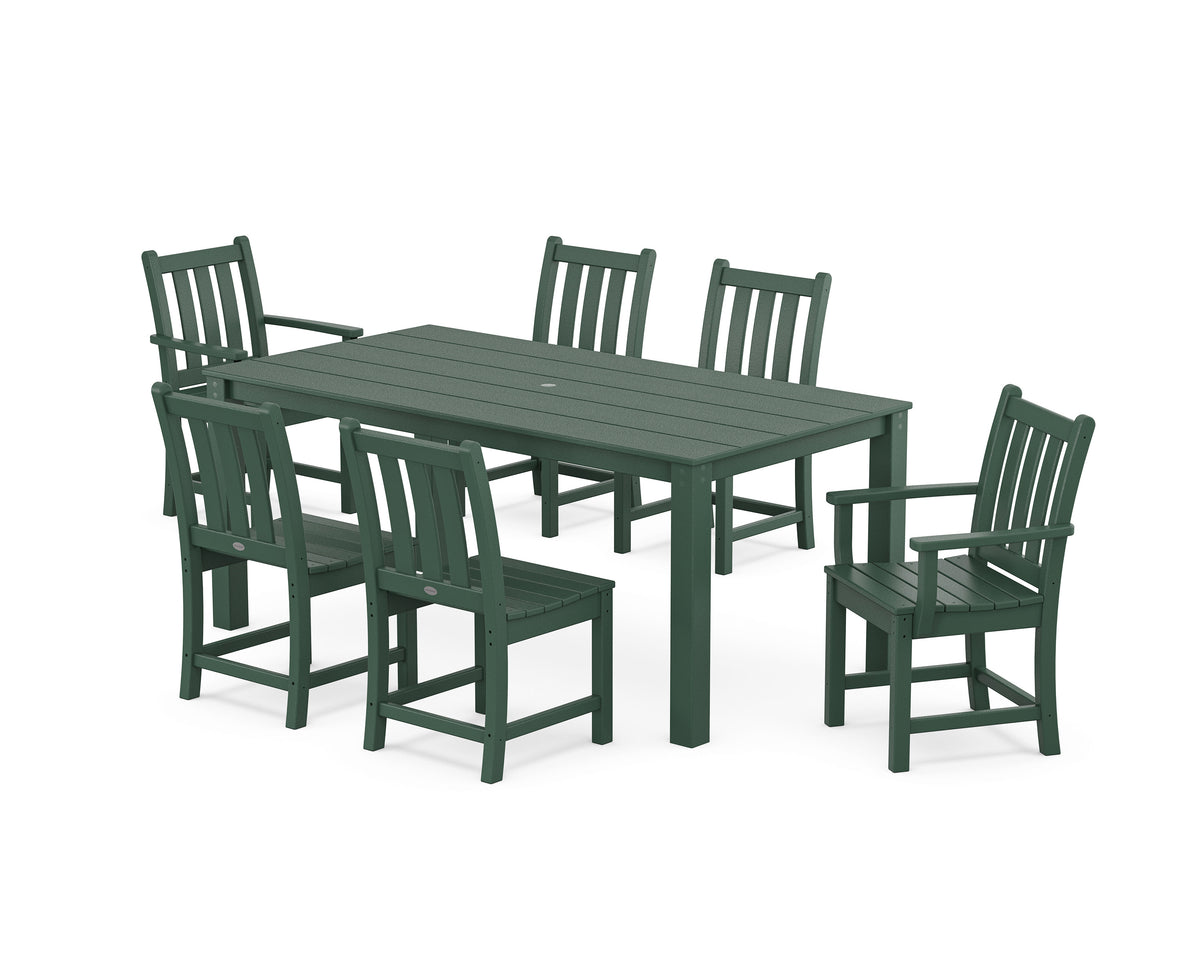 POLYWOOD Traditional Garden 7-Piece Parsons Dining Set in Green