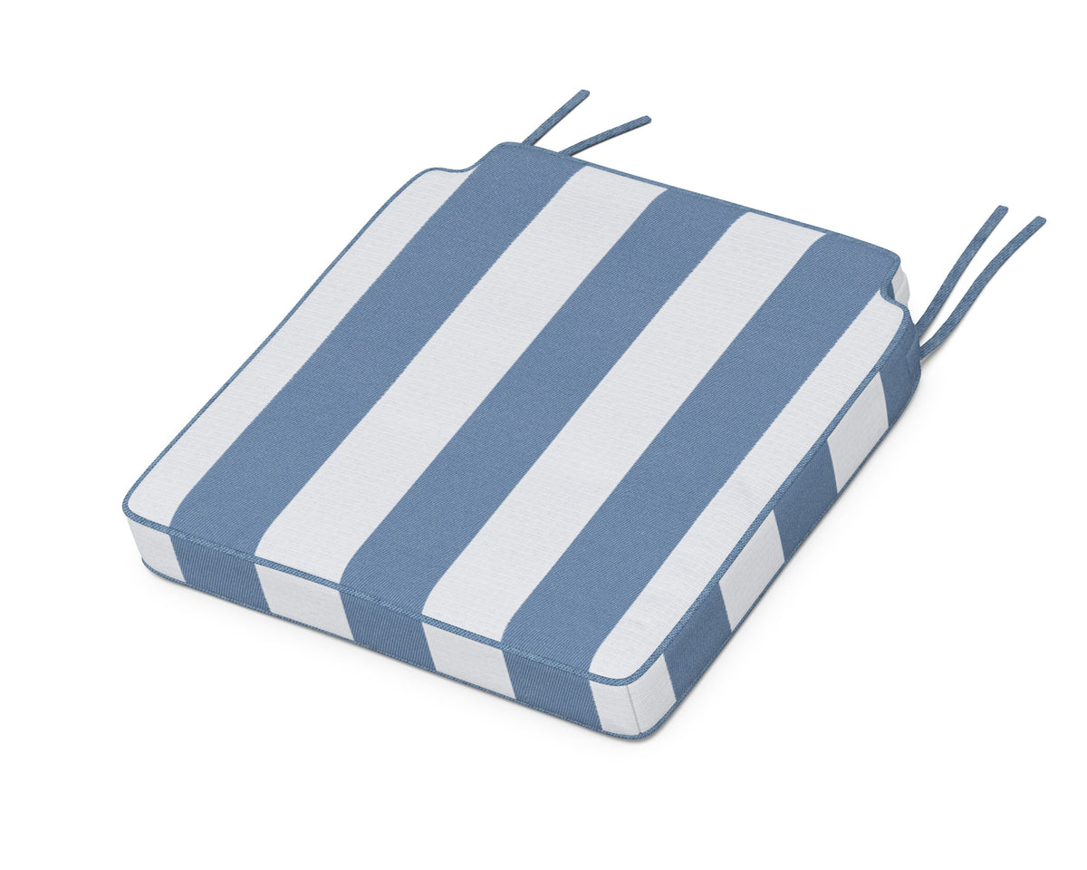 POLYWOOD Acadia Dining Side Seat Cushion in Cabana Stripe Sky Blue