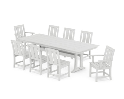 POLYWOOD Mission 9-Piece Farmhouse Dining Set with Trestle Legs in White