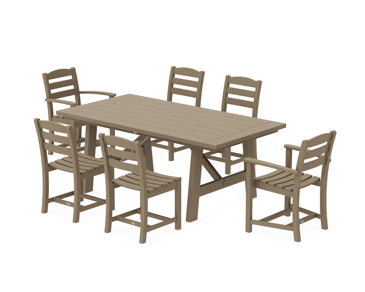 POLYWOOD La Casa Café 7-Piece Rustic Farmhouse Dining Set in Vintage Sahara
