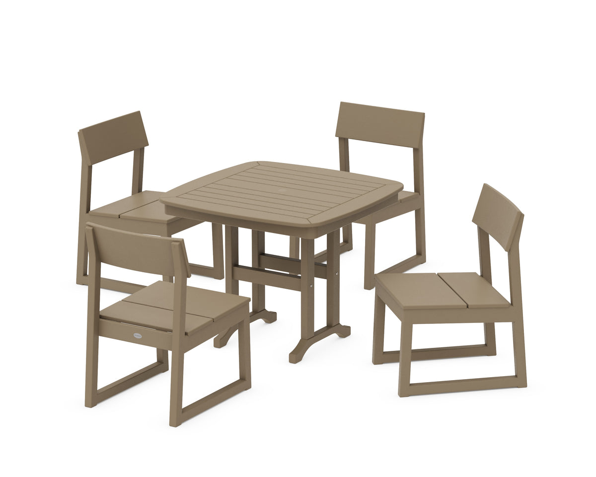 POLYWOOD EDGE Side Chair 5-Piece Dining Set in Vintage Sahara