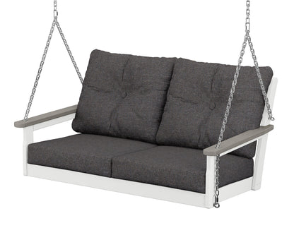 POLYWOOD Vineyard Deep Seating Swing in White / Driftwood / Ash Charcoal